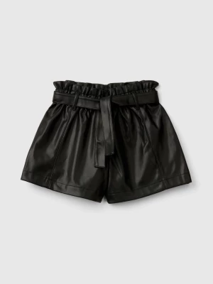 Benetton, Shorts In Imitation Leather, size M, Black, Kids United Colors of Benetton