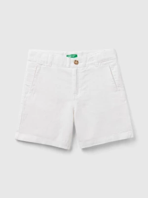 Benetton, Shorts In Linen Blend, size 104, White, Kids United Colors of Benetton
