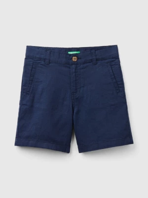 Benetton, Shorts In Linen Blend, size 110, Dark Blue, Kids United Colors of Benetton