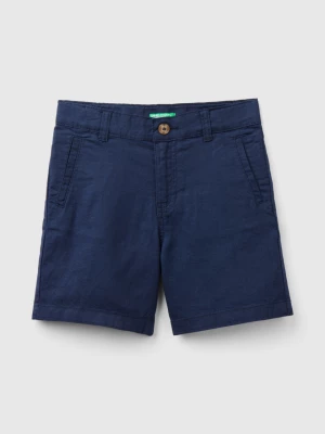 Benetton, Shorts In Linen Blend, size 82, Dark Blue, Kids United Colors of Benetton