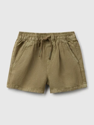 Benetton, Shorts In Linen Blend, size 82, Military Green, Kids United Colors of Benetton