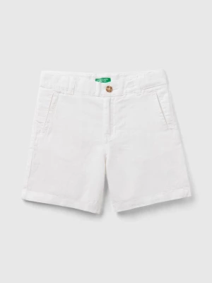 Benetton, Shorts In Linen Blend, size 98, White, Kids United Colors of Benetton