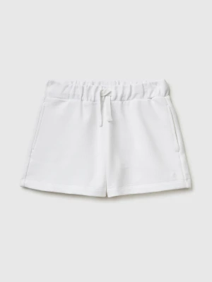Benetton, Shorts In Sweat Fabric With Drawstring, Size: XL, White, Kids United Colors of Benetton