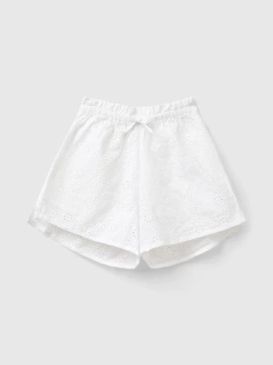 Benetton, Shorts With Broderie Anglaise Embroidery, size 2XL, White, Kids United Colors of Benetton