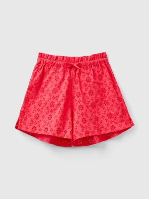 Benetton, Shorts With Broderie Anglaise Embroidery, size L, Fuchsia, Kids United Colors of Benetton