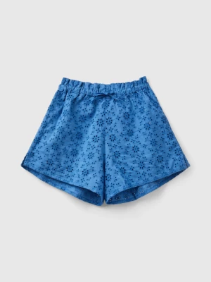 Benetton, Shorts With Broderie Anglaise Embroidery, size S, Blue, Kids United Colors of Benetton