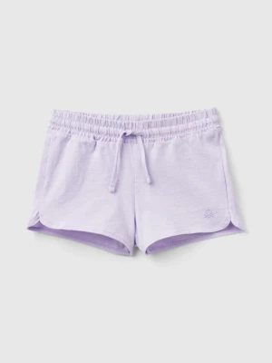 Benetton, Shorts With Drawstring In Organic Cotton, size 104, Lilac, Kids United Colors of Benetton