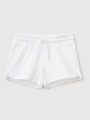 Benetton, Shorts With Drawstring In Organic Cotton, size 104, White, Kids United Colors of Benetton