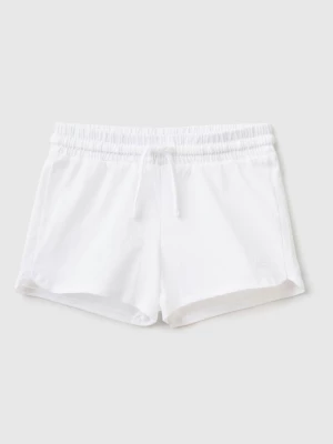 Benetton, Shorts With Drawstring In Organic Cotton, size 110, White, Kids United Colors of Benetton