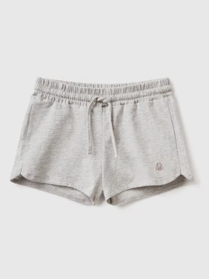 Benetton, Shorts With Drawstring In Organic Cotton, size 82, Light Gray, Kids United Colors of Benetton