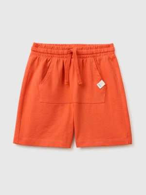 Benetton, Shorts With Kangaroo Pocket, Size: 116, Orange Coral, Kids United Colors of Benetton