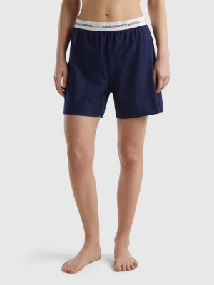 Benetton, Shorts With Logo Elastic, size S, Dark Blue, Women United Colors of Benetton
