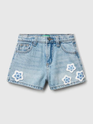 Benetton, Shorts With Macramé Flowers, size 116, Light Blue, Kids United Colors of Benetton