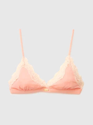 Benetton, Silk Blend Triangle Bra With Lace, Size: 1°, Peach, Women United Colors of Benetton