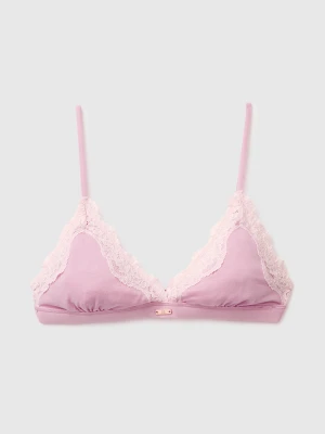 Benetton, Silk Blend Triangle Bra With Lace, Size: 1°, Pink, Women United Colors of Benetton