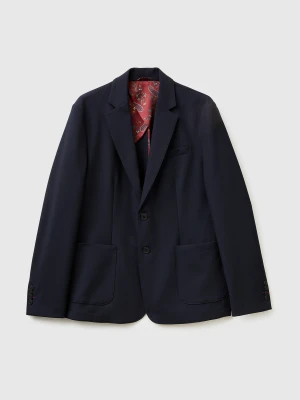 Benetton, Single-breasted Blazer, Size: 54, Dark Blue, Men United Colors of Benetton
