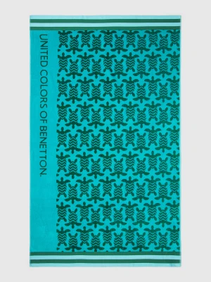 Benetton, Beach Towel With Turtles, size OS, Turquoise, Men United Colors of Benetton