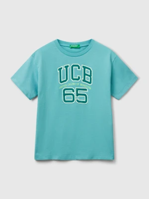 Benetton, T-shirt With Logo, Size: XL, Aqua, Kids United Colors of Benetton