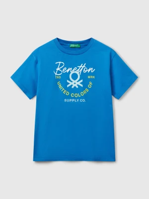 Benetton, T-shirt With Logo, size XL, Blue, Kids United Colors of Benetton