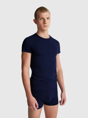 Benetton, T-shirt In Stretch Cotton, size XL, Dark Blue, Men United Colors of Benetton