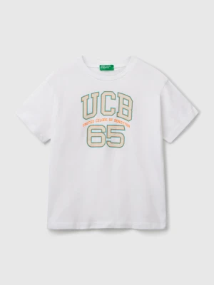 Benetton, T-shirt With Logo, size XL, White, Kids United Colors of Benetton