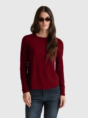 Benetton, Long Sleeve T-shirt In Super Stretch Cotton, Size: XS, Burgundy, Women United Colors of Benetton