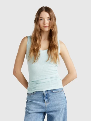 Benetton, Tank Top In Pure Linen, size XS, Aqua, Women United Colors of Benetton