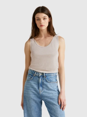 Benetton, Tank Top In Pure Linen, size XXS, Beige, Women United Colors of Benetton