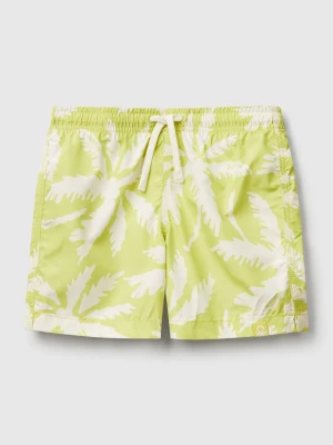 Benetton, Patterned Swim Trunks In Nylon, size XXS, Lime, Kids United Colors of Benetton