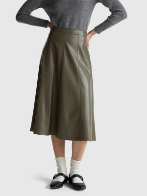 Benetton, Skirt In Imitation Leather, Military Green, Women United Colors of Benetton