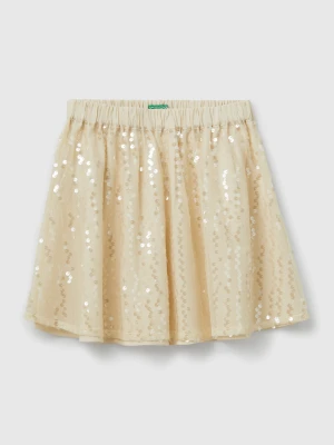 Benetton, Skirt With Sequins, size XL, Creamy White, Kids United Colors of Benetton