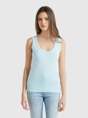 Benetton, Sky Blue Tank Top In Pure Cotton, size XXS, Sky Blue, Women United Colors of Benetton