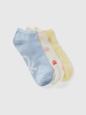 Benetton, Sky Blue, Yellow And White Short Socks, size 25-29, Multi-color, Kids United Colors of Benetton