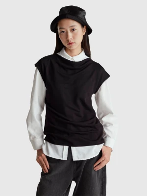 Benetton, Sleeveless Crepe T-shirt, Size: XXS, Black, Women United Colors of Benetton