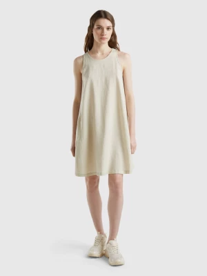 Benetton, Sleeveless Dress In Pure Linen, size XS, Beige, Women United Colors of Benetton