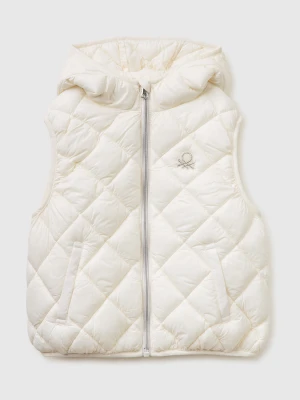 Benetton, Sleeveless Jacket With Hood, Size: XL, Creamy White, Kids United Colors of Benetton
