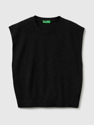 Benetton, Sleeveless Linen Blend Sweater, Size: XS, Black, Women United Colors of Benetton