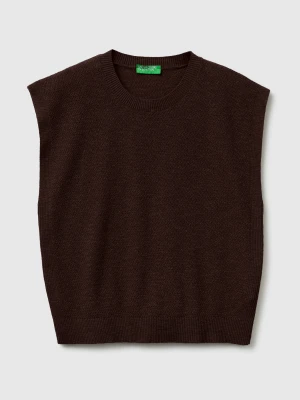 Benetton, Sleeveless Linen Blend Sweater, Size: XS, Brown, Women United Colors of Benetton