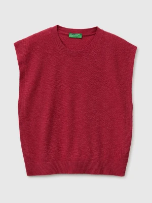 Benetton, Sleeveless Linen Blend Sweater, Size: XS, Coral, Women United Colors of Benetton