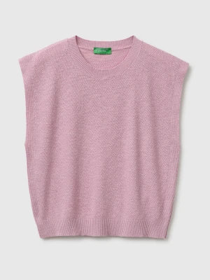 Benetton, Sleeveless Linen Blend Sweater, Size: XS, Pink, Women United Colors of Benetton