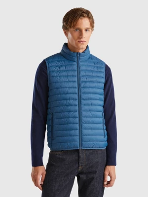 Benetton, Sleeveless Puffer Jacket With Recycled Wadding, size L, Air Force Blue, Men United Colors of Benetton