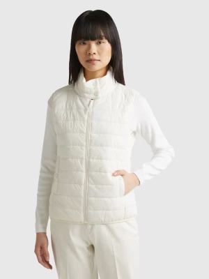 Benetton, Sleeveless Puffer Jacket With Recycled Wadding, size L, Creamy White, Women United Colors of Benetton