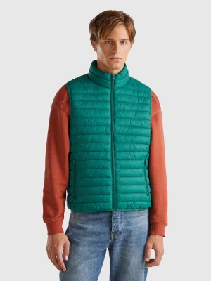 Benetton, Sleeveless Puffer Jacket With Recycled Wadding, size L, Dark Green, Men United Colors of Benetton