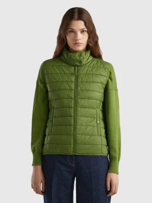 Benetton, Sleeveless Puffer Jacket With Recycled Wadding, size L, Military Green, Women United Colors of Benetton