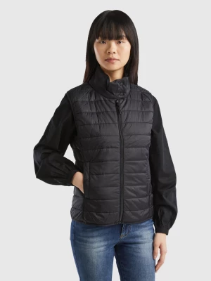 Benetton, Sleeveless Puffer Jacket With Recycled Wadding, size XL, Black, Women United Colors of Benetton