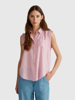 Benetton, Sleeveless Shirt With Knot, size XXS, Pastel Pink, Women United Colors of Benetton