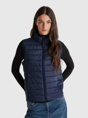 Benetton, Sleeveless Slim Fit Jacket With Padding, size XXS, Dark Blue, Women United Colors of Benetton