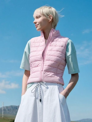 Benetton, Sleeveless Slim Fit Padded Jacket, Size: XS, Pink, Women United Colors of Benetton