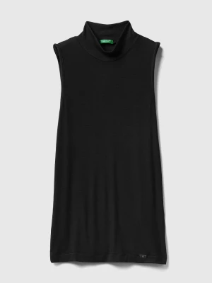 Benetton, Sleeveless T-shirt With High Neck, Size: XXS, Black, Women United Colors of Benetton