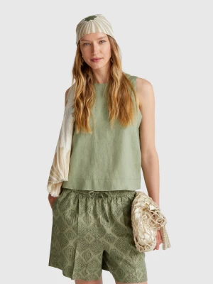 Benetton, Sleeveless Top In Pure Linen, size XL, , Women United Colors of Benetton